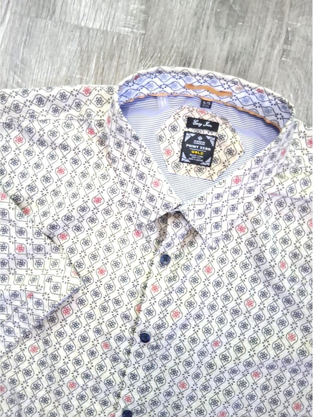 Point Zero Men's XL Tan bohemian-inspired paisley Short Sleeve Button Up Shirt